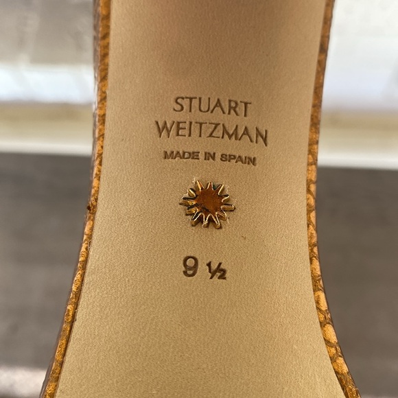 STUART WEITZMAN Nearlynude Snakeskin Embossed Leather Sandals in Bronze - Picture 11 of 11